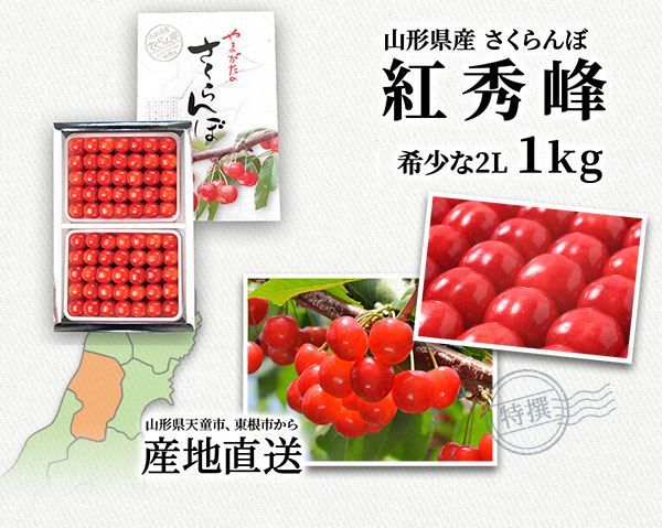 山形さくらんぼ｜山形県産特選さくらんぼ紅秀峰1kg並べ詰め（極